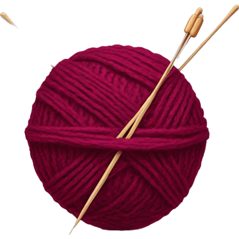 burgundy ball of thread with knitting needles emoji