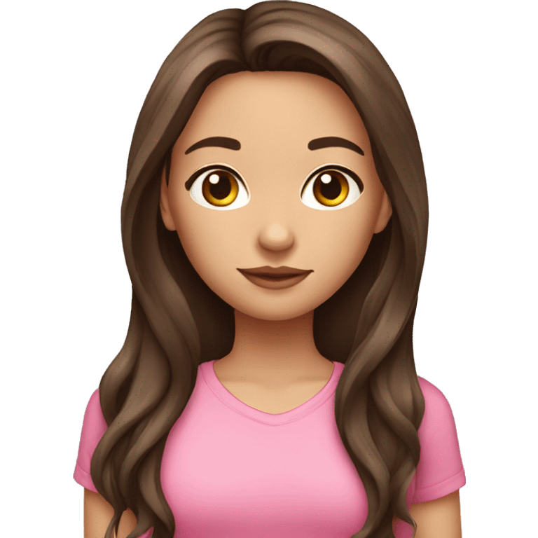 brunette girl long hair pink shirt emoji