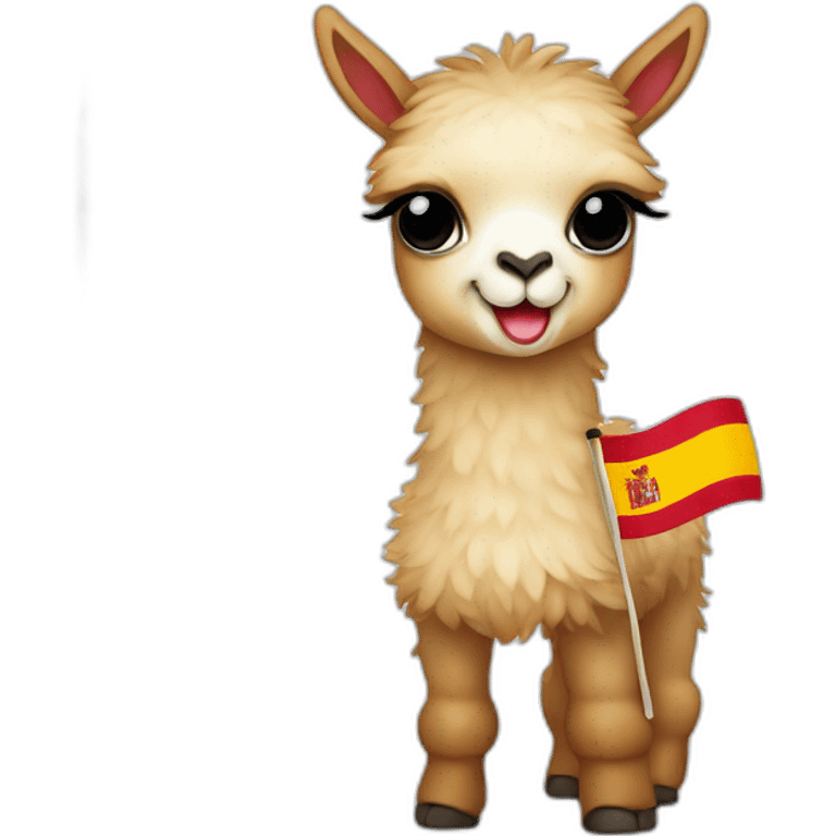 Baby llama with Spain flag emoji