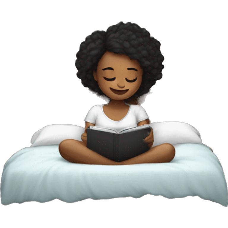 Girl in bed with kindle  emoji