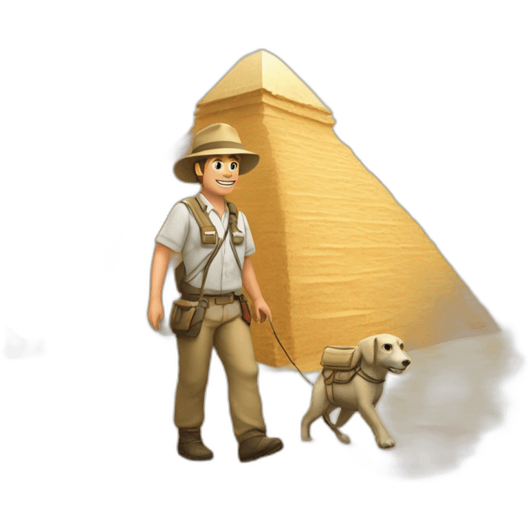 archaeologist walking next to a pyramid emoji