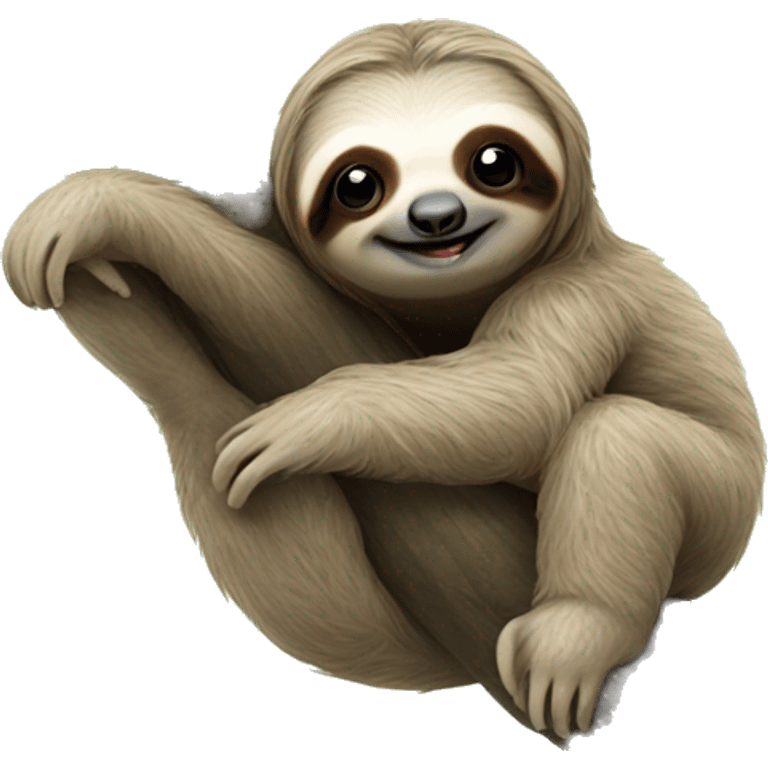 Baby sloth hanging in tree emoji