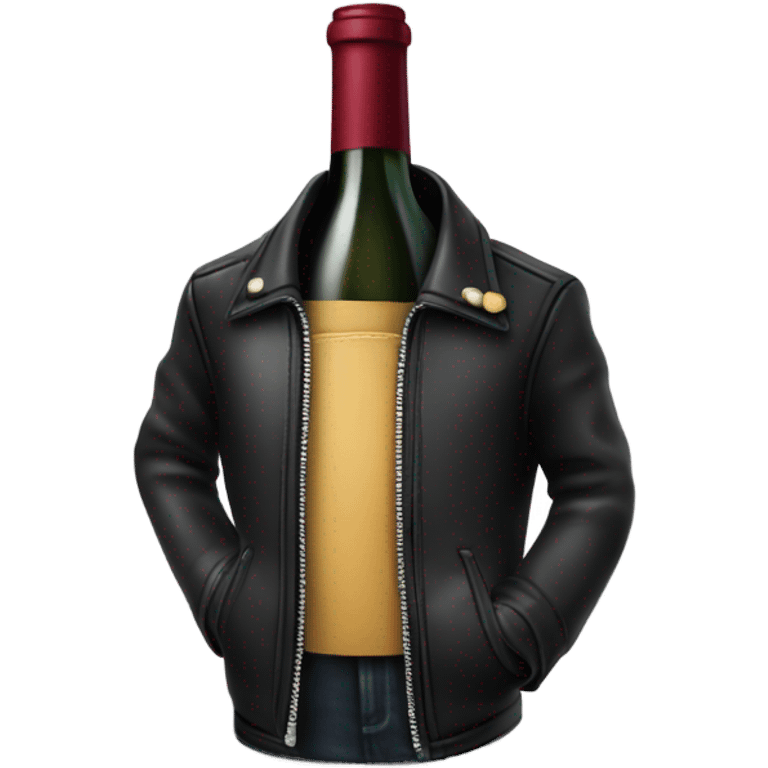 Wine bottle wearing a leather jacket emoji