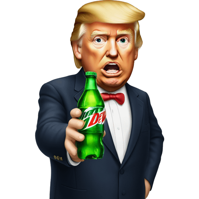 Donald trump drinking a mt dew emoji