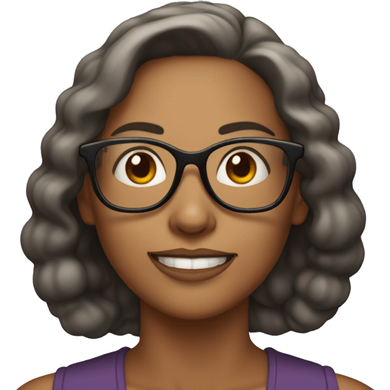 40 year old woman, beautiful, with glasses and bow.
 emoji