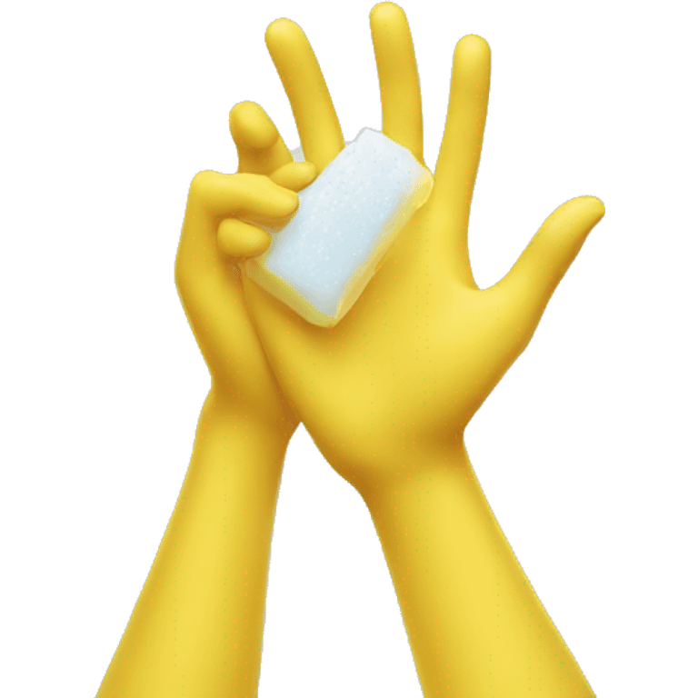 yellow hands reaching out with soap emoji