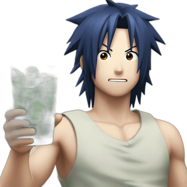 Sasuke qui boit un verre de menthe emoji