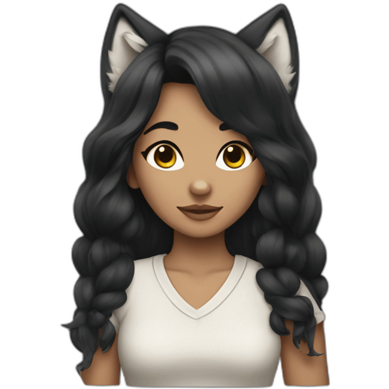 A wolf girl with black hair emoji