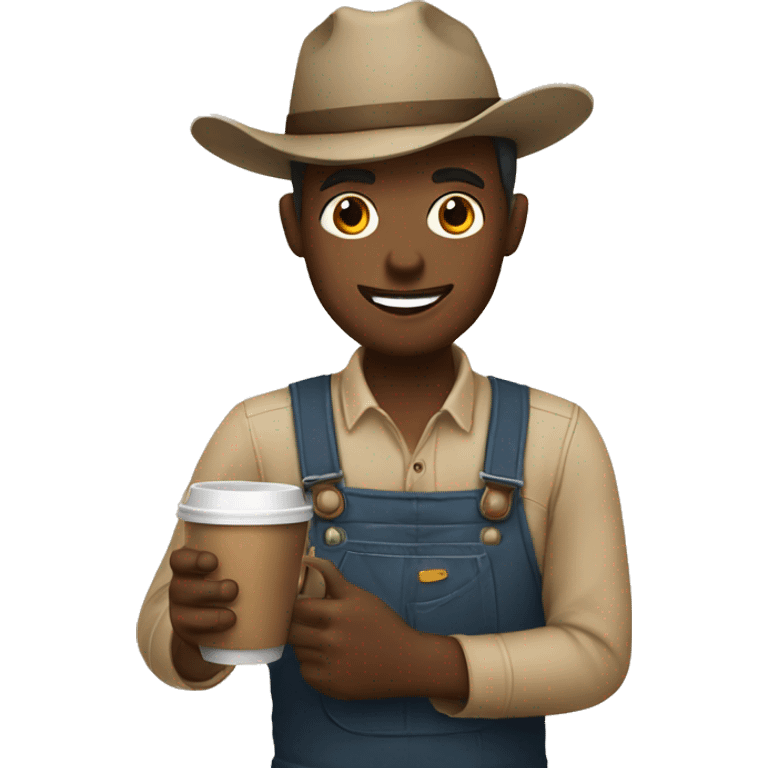 young farmer with cup of coffee emoji