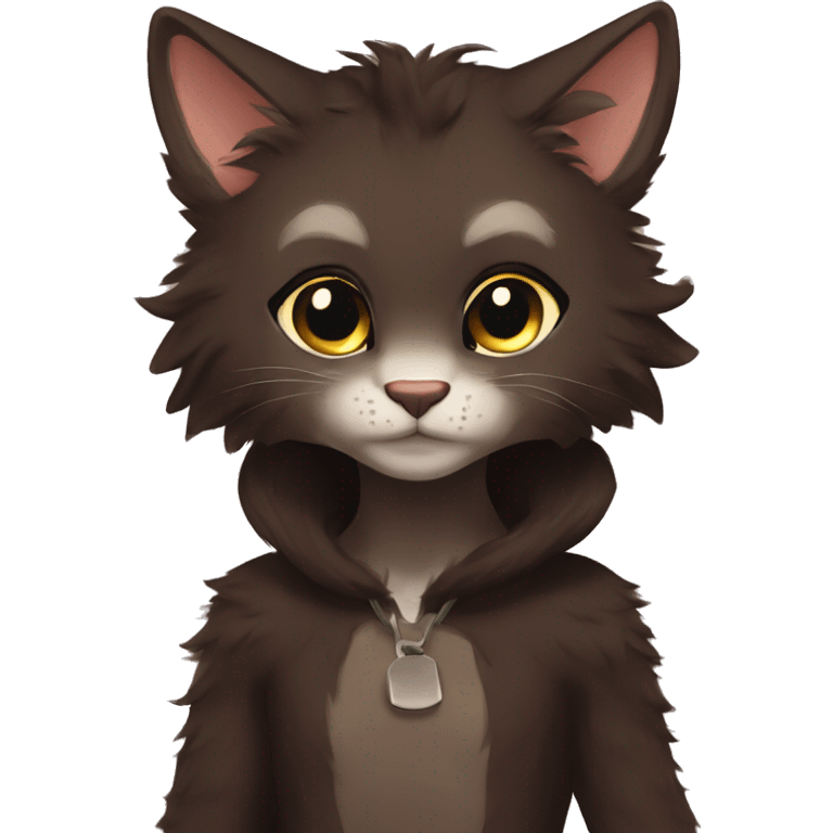 Anthro Shy Cute Cool Edgy Pretty Dark Brown Furry Feline Animal Anthro Sona emoji