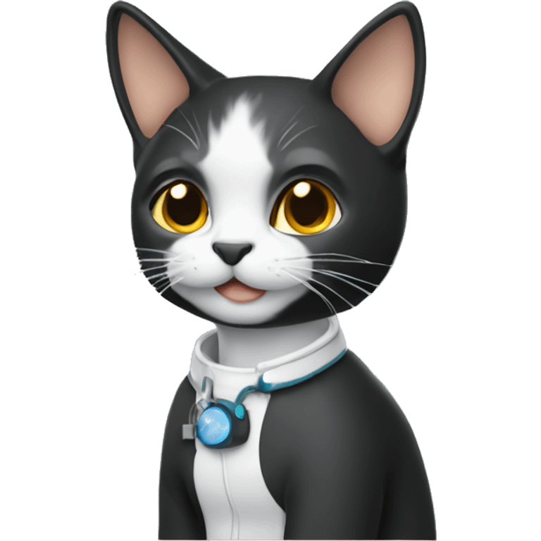 Gato preto cientista emoji