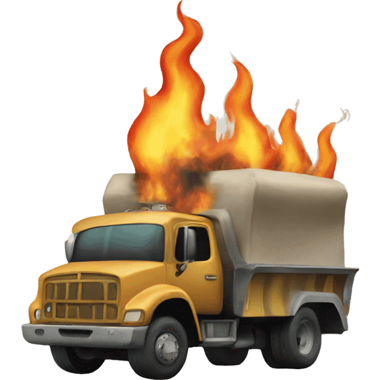 truck is burning because of the alien emoji