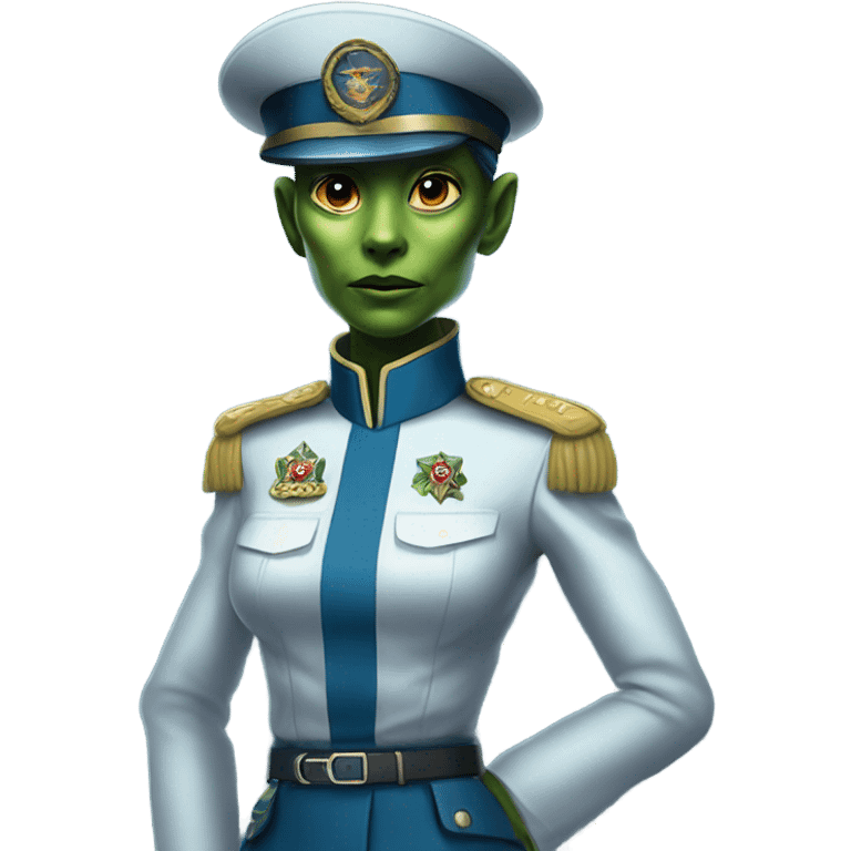 Reptilian Alien woman general blue uniform usa space force, full body,  emoji