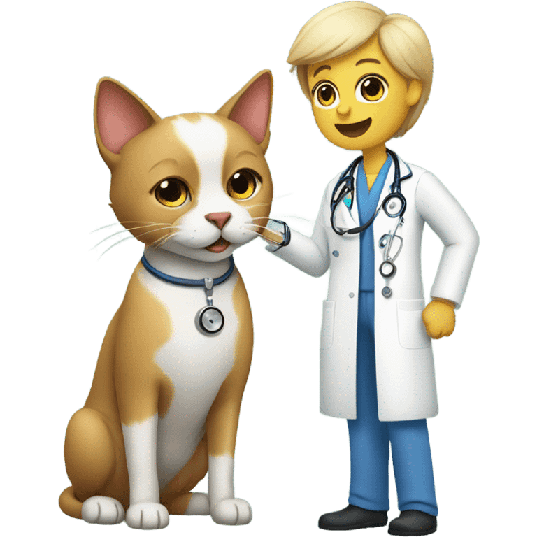 doctor cat treating a dog patient emoji