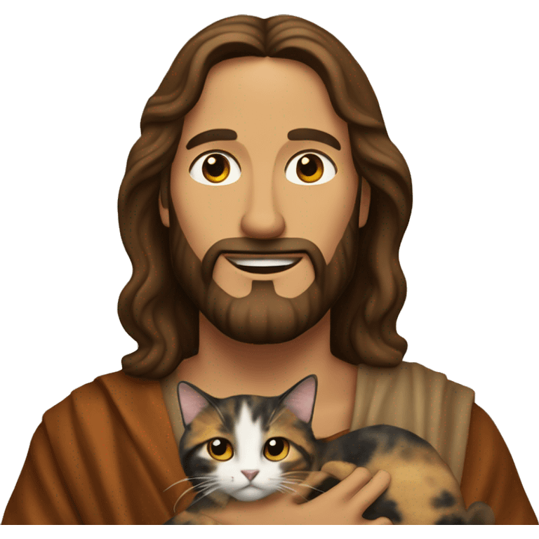 jesus holding a tortoiseshell cat emoji