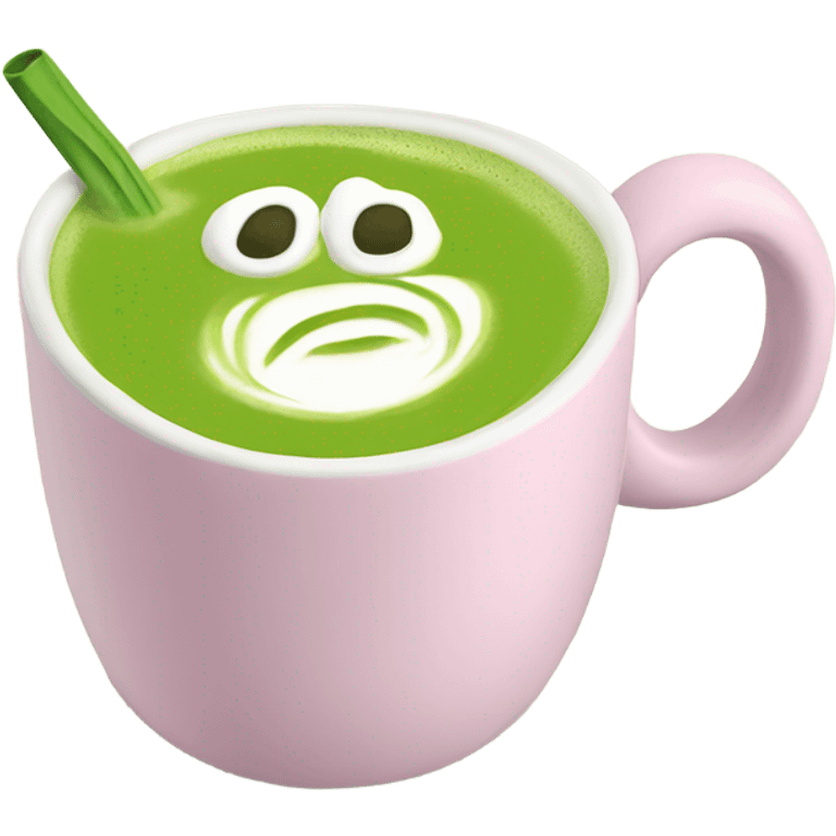 Matcha latte in pastel mug emoji