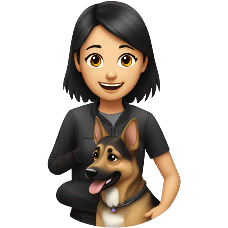 chinese girl with german shepherd dog emoji