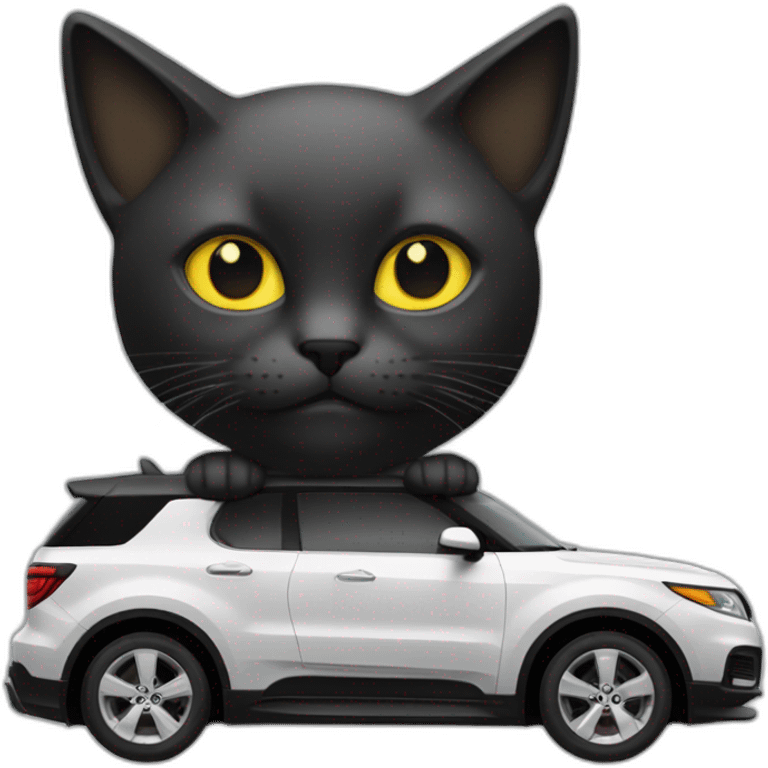 Cat drive black to the futur's car emoji