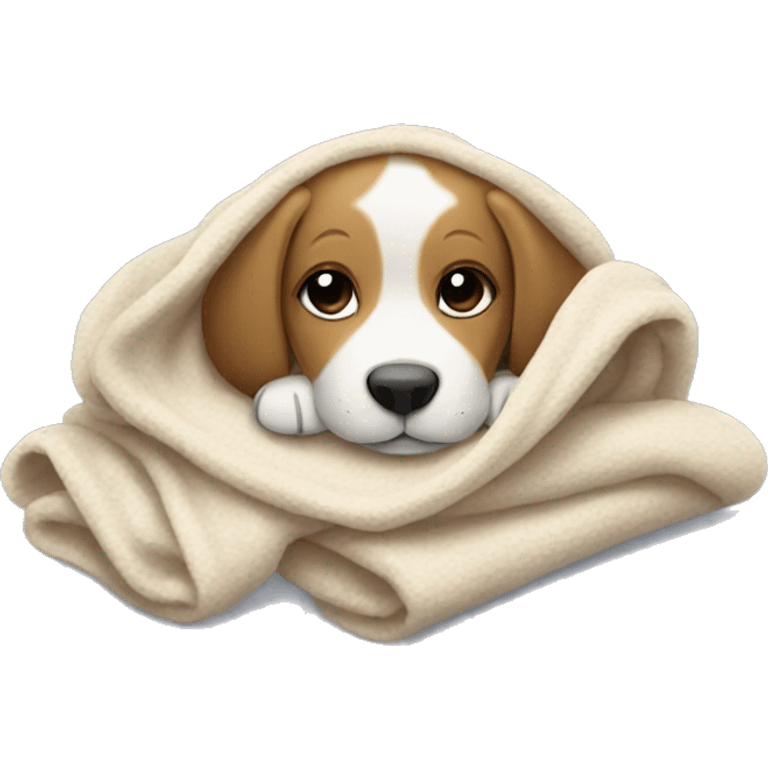 Puppy snuggling a blanket  emoji