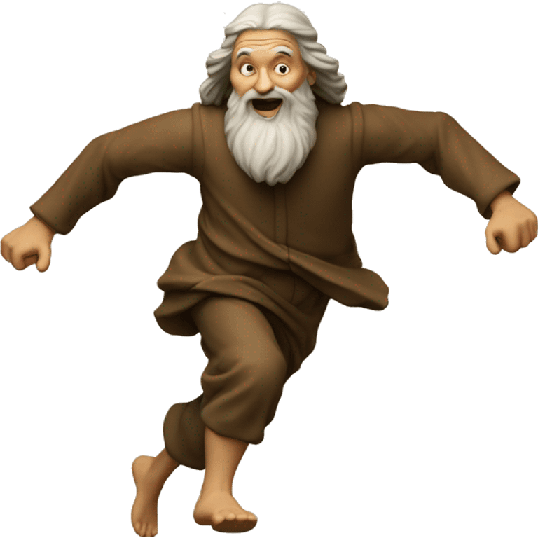 Leonardo Da Vinci running, with a large stride and arms outstretched emoji