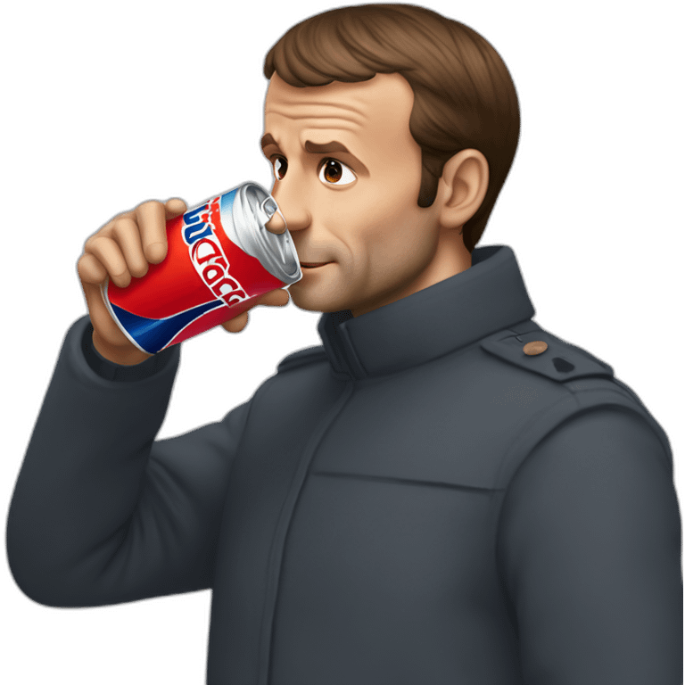 Emmanuel macron drinking a can of redbull emoji