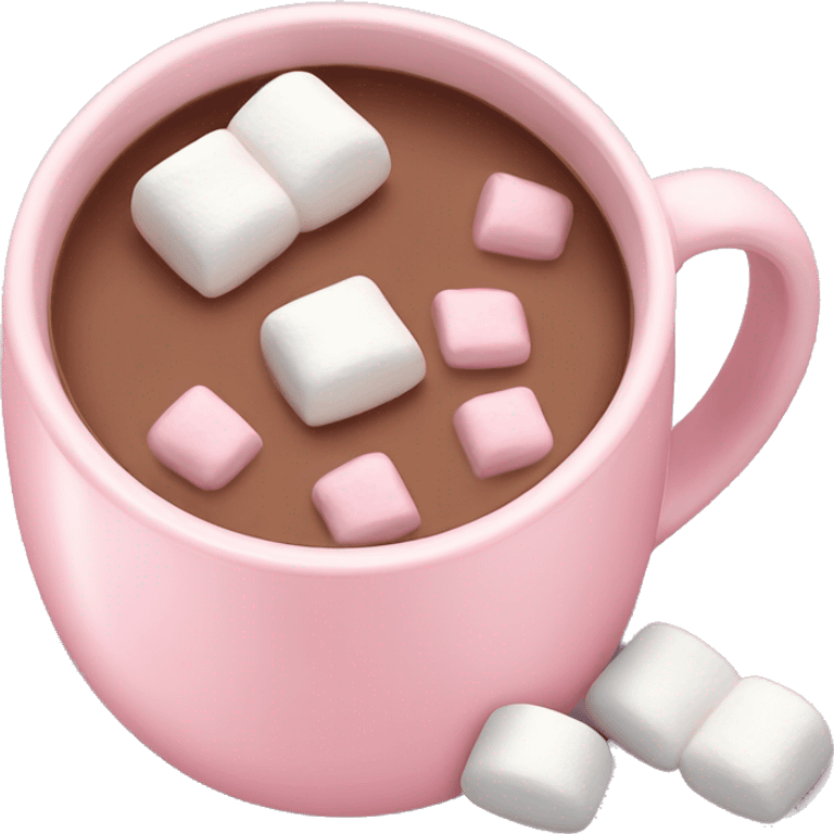 Light Pink mug of hot chocolate with marshmallows  emoji