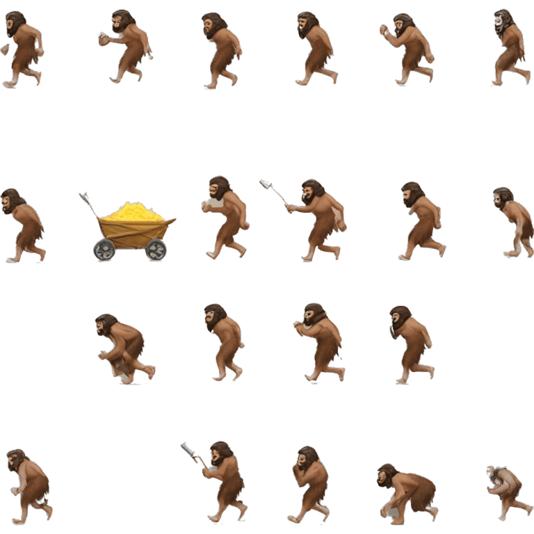 caveman pulling cart on his back emoji