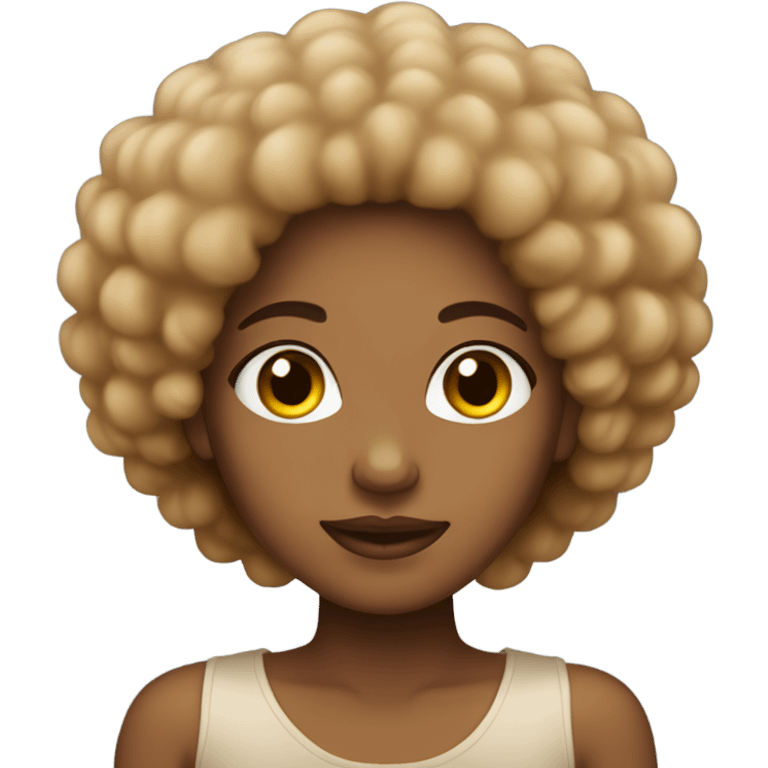 Tan girl with ombré afro emoji