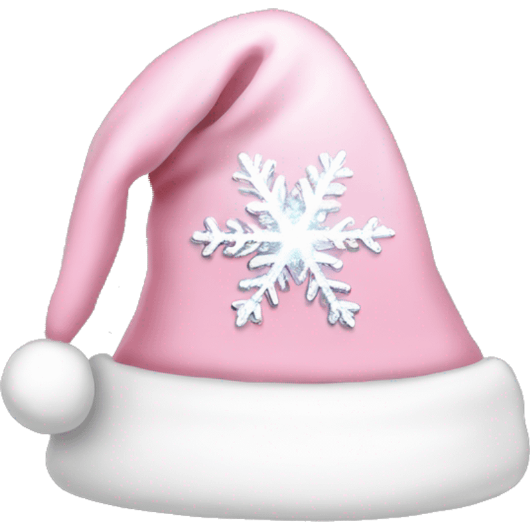 Light pink Santa hat with sparkly snowflakes  emoji