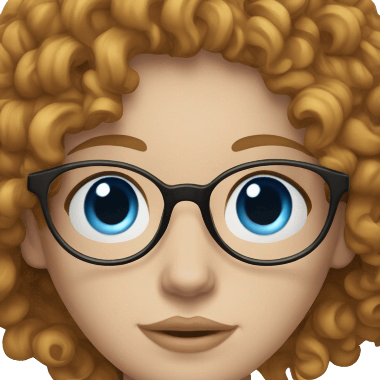 lady with curly golden brown hair, pale skin and blue eyes and clear glasses emoji