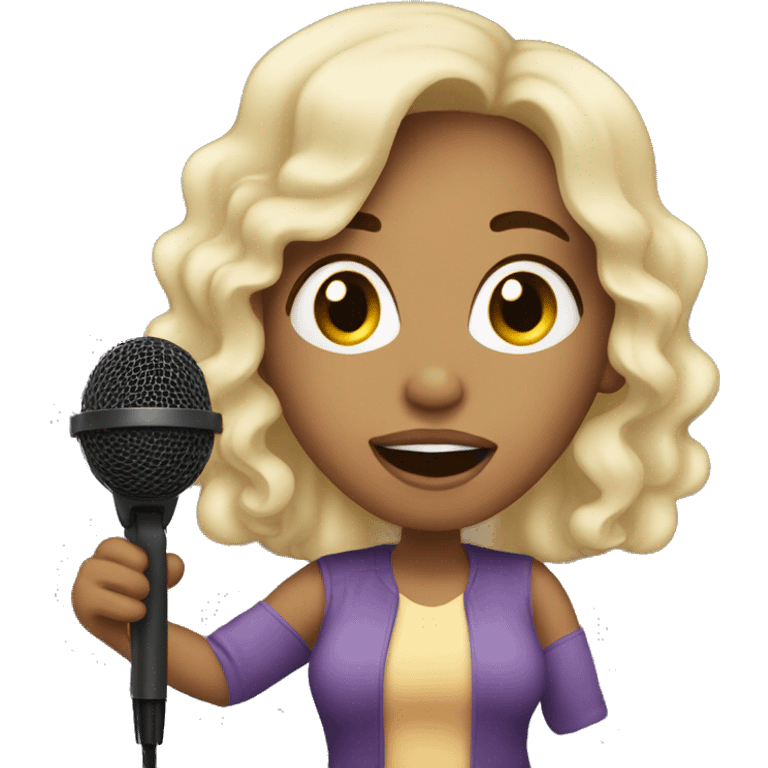 Latina with light skin singing with mic emoji