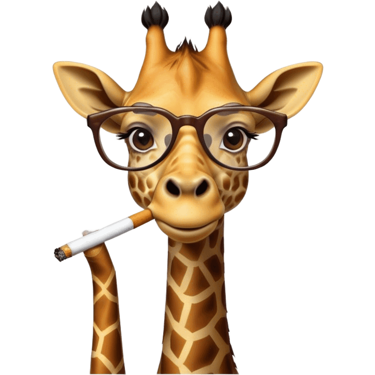 giraffe with glasses and a cigarette emoji