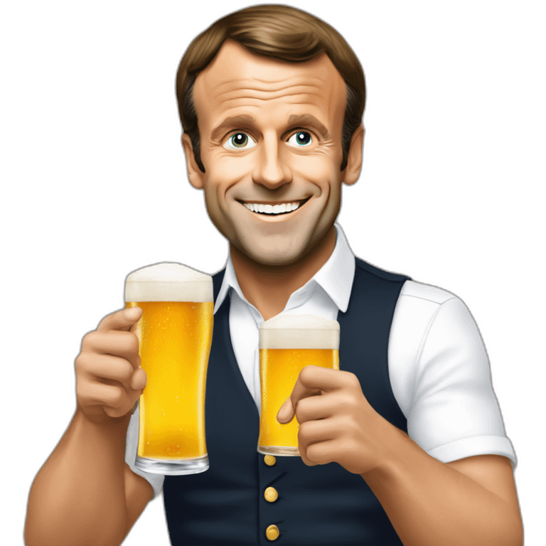 Emmanuel macron qui boit une biere emoji