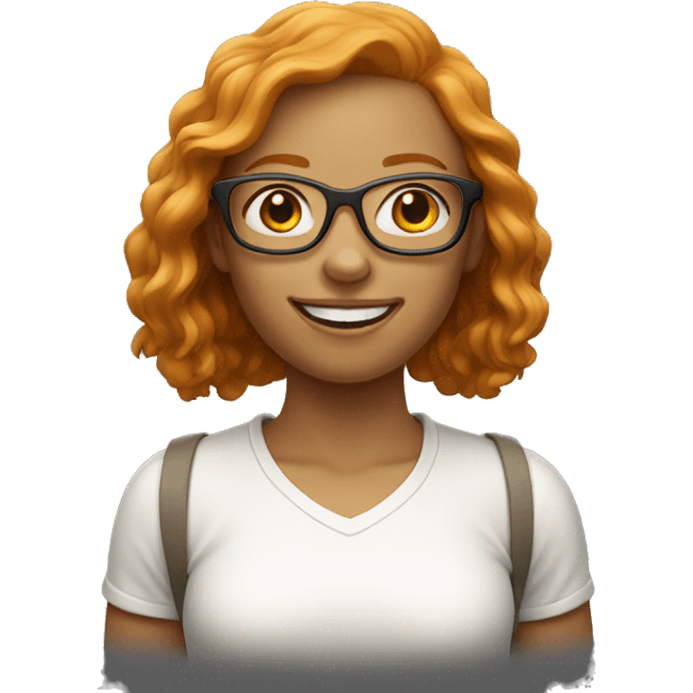 light ginger girl with light glasses smiling emoji