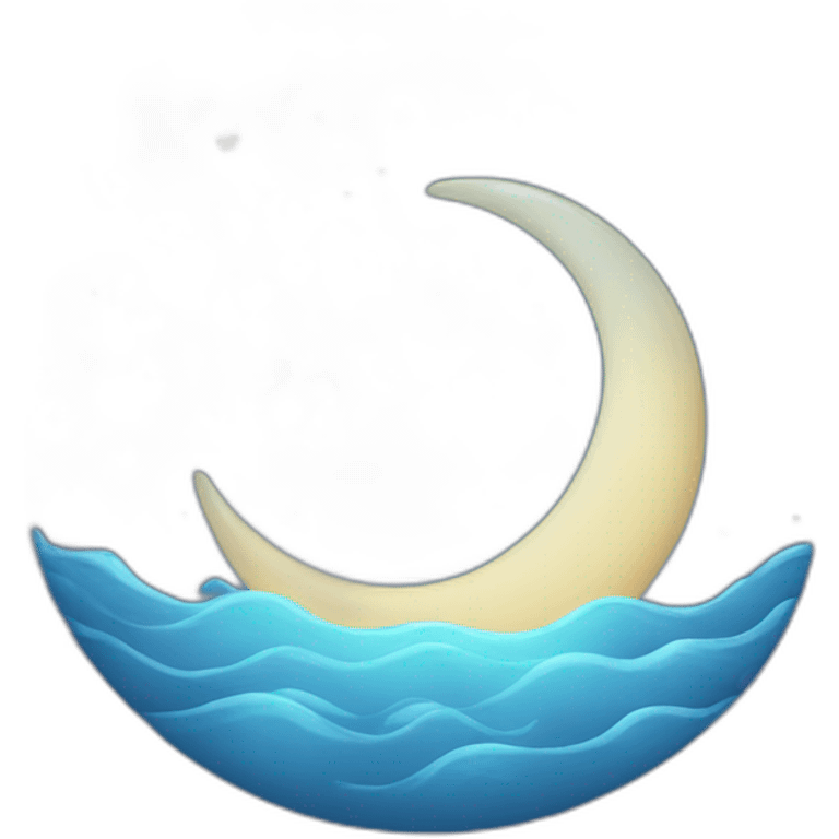 Luna en el mar rodeada de estrellas emoji