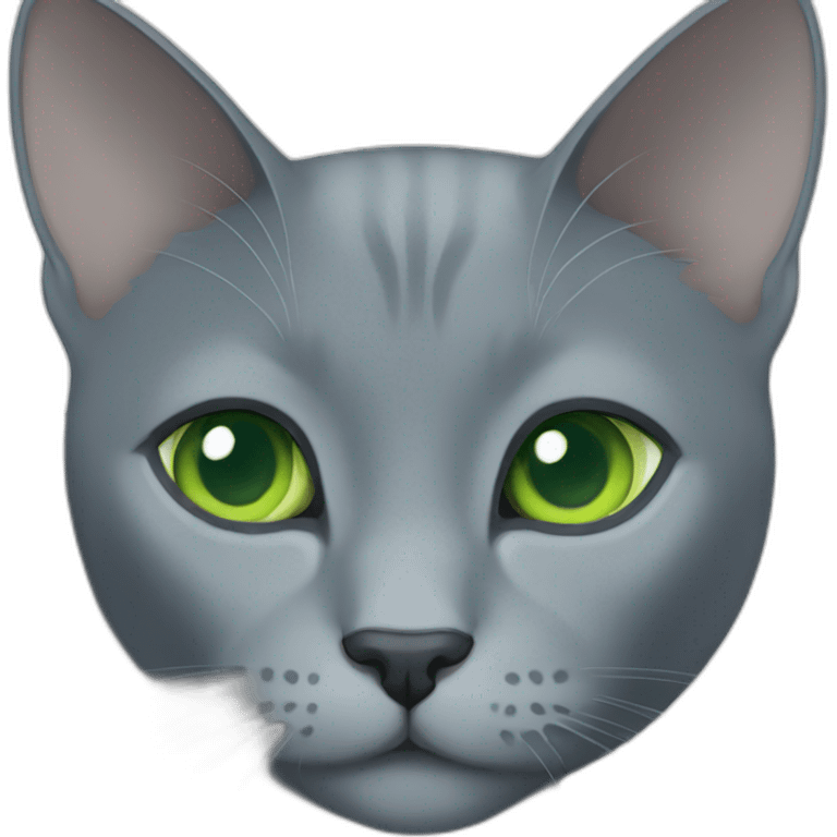 Russian blue cat with green eyes emoji