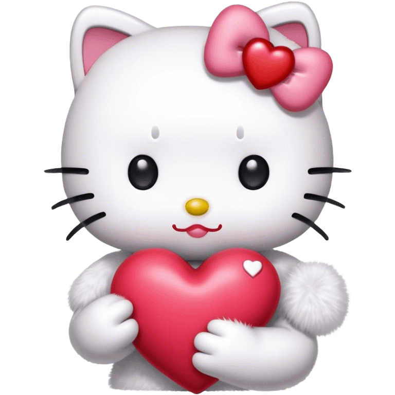 Hello kitty holding a heart emoji