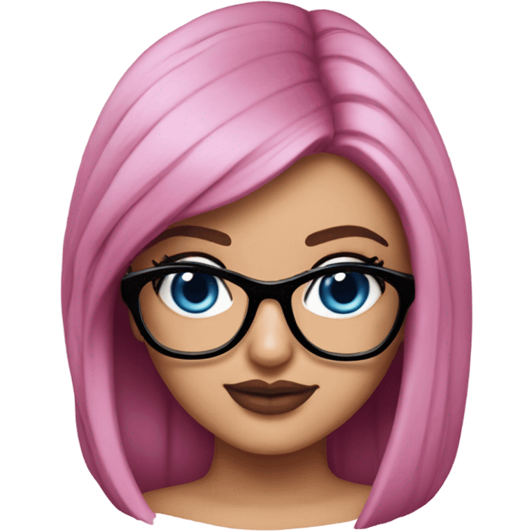 Hyper Realistic kylie jenner pink hair blue eyes and glasses  emoji