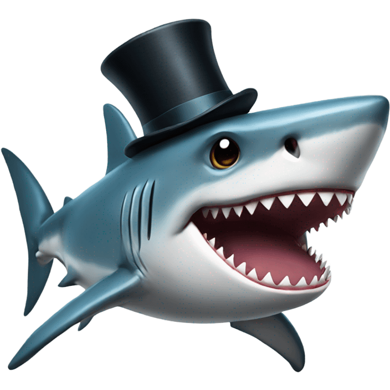 Shark with a top hat emoji