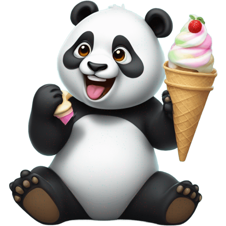 Panda eating ice cream emoji