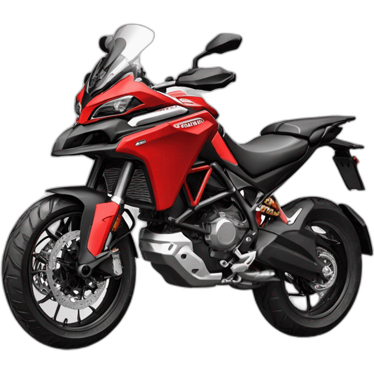 Caricatura Moto Ducati multistrada enduro off road roja y negra llena de barro emoji