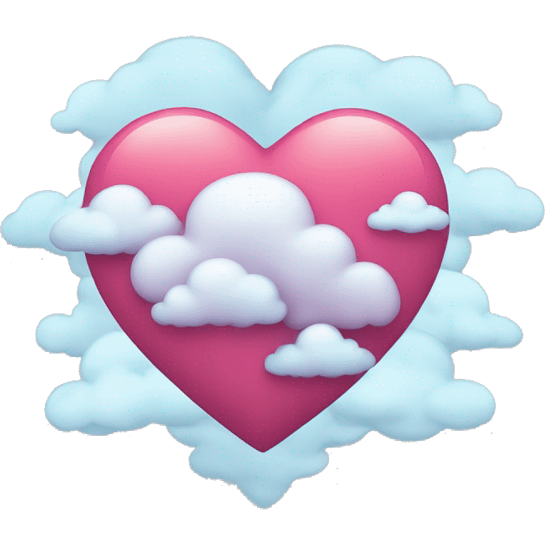 Corazón color celeste con nubes emoji