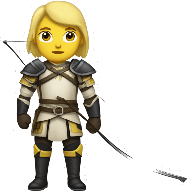 archer with yellow and white armor and black boots   without helmet and blond hair  and white skin emoji