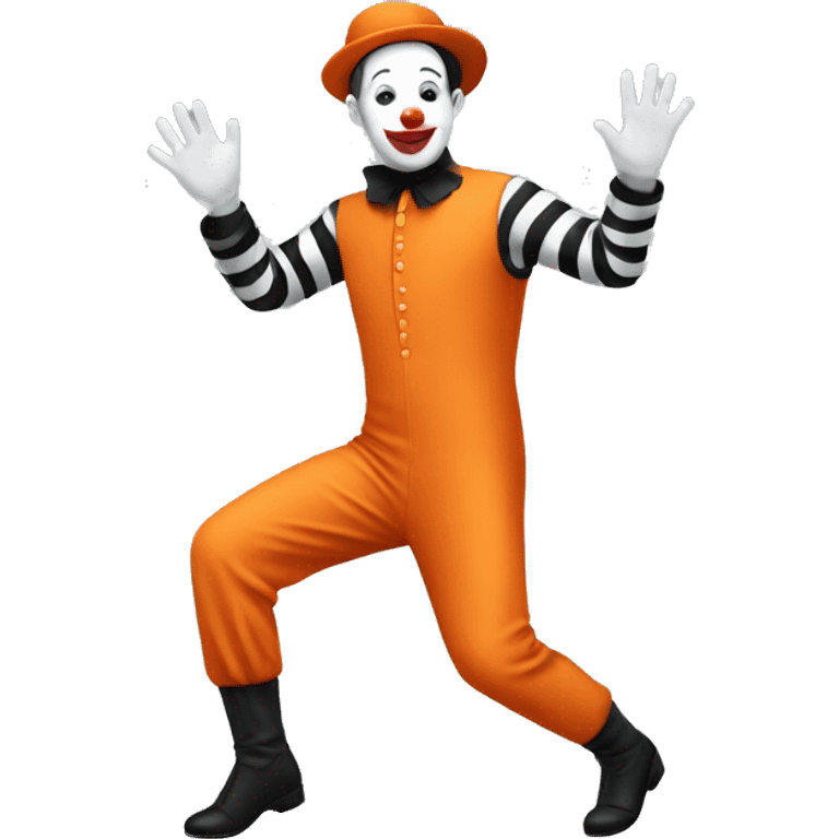 Mime in orange jumpsuit emoji