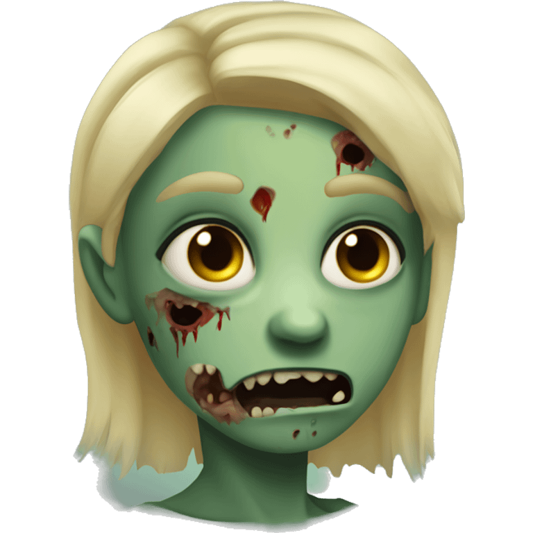 blonde-haired zombie, greenish skin, scars, spooky eyes emoji