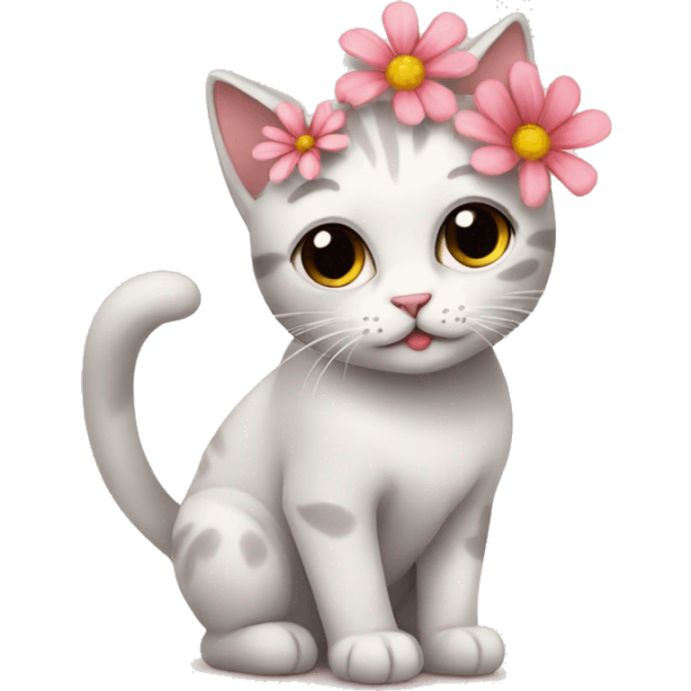 cute cat with flower emoji