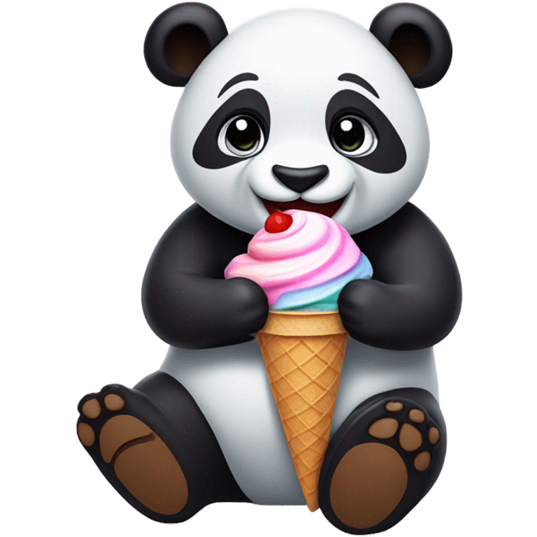 Panda eating ice cream emoji