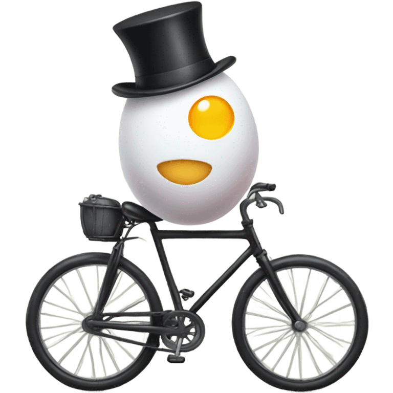 Egg riding a bicycle with a top hat emoji