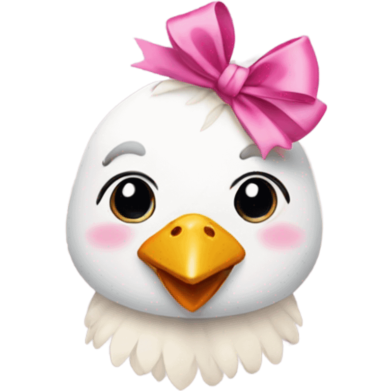 Cute face with pink bow and a chicken  emoji