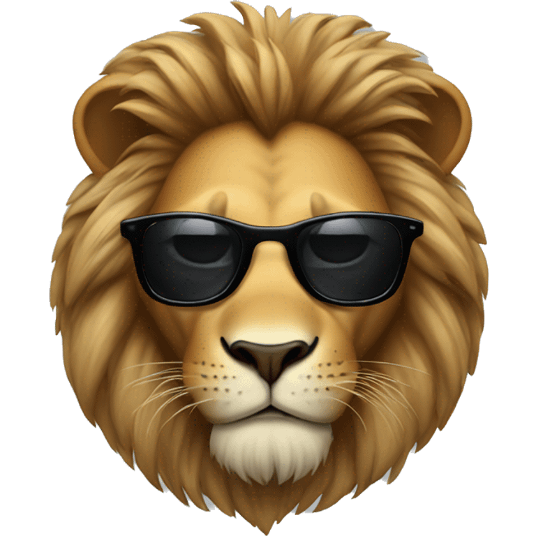 lion wearing black framed sunglasses emoji